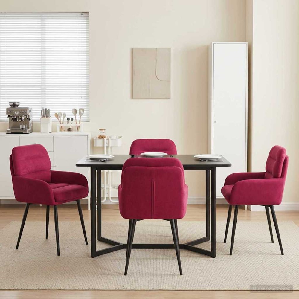 vidaXL Καρέκλες φαγητού 4 τμχ. Βελούδο Κόκκινο 59 x 59,5 x 90 εκ