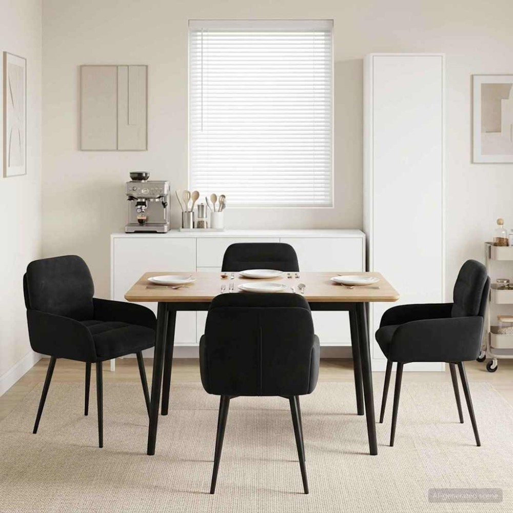 vidaXL Καρέκλες φαγητού 4 τμχ. Βελούδο Μαύρο 59 x 59,5 x 90 εκ