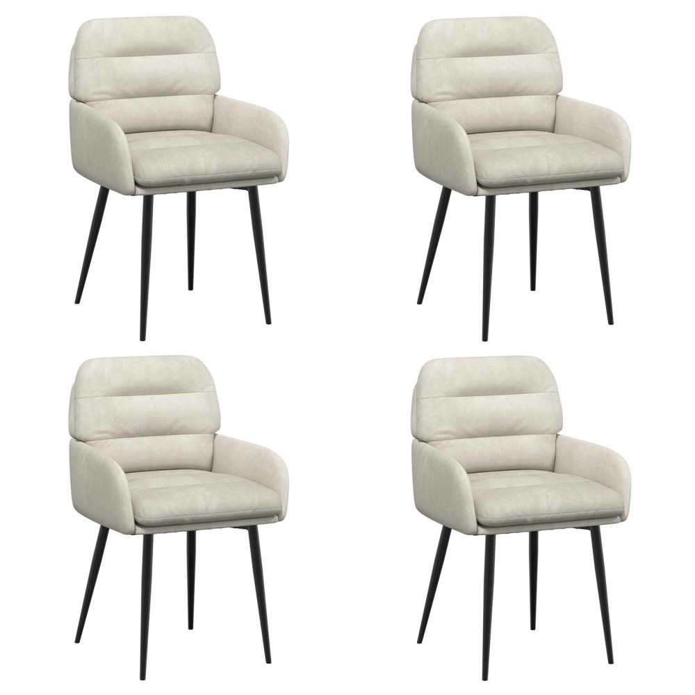 vidaXL Καρέκλες φαγητού 4 τμχ. Βελούδο Κρεμ 59 x 59,5 x 90 εκ