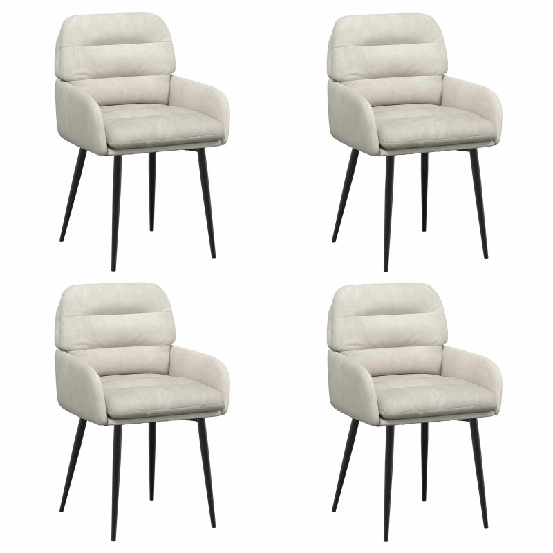 vidaXL Καρέκλες φαγητού 4 τμχ. Βελούδο Κρεμ 59 x 59,5 x 90 εκ
