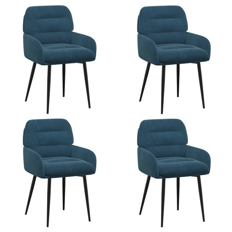 vidaXL Καρέκλες φαγητού 4 τμχ. Βελούδο Μπλε 59 x 59,5 x 90 εκ