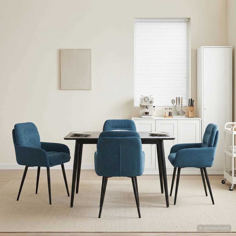 vidaXL Καρέκλες φαγητού 4 τμχ. Βελούδο Μπλε 59 x 59,5 x 90 εκ