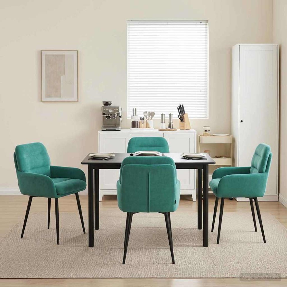 vidaXL Καρέκλες φαγητού 4 τμχ. Βελούδο Τιρκουάζ 59 x 59,5 x 90 εκ