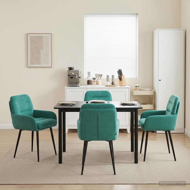 vidaXL Καρέκλες φαγητού 4 τμχ. Βελούδο Τιρκουάζ 59 x 59,5 x 90 εκ