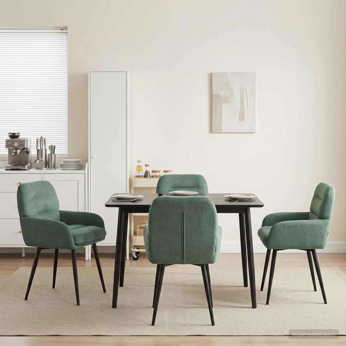 vidaXL Καρέκλες φαγητού 4 τμχ. Βελούδο Θαλασσί 59 x 59,5 x 90 εκ