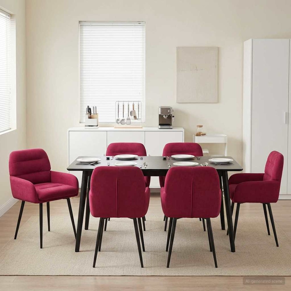 vidaXL Καρέκλες φαγητού 6 τμχ. Βελούδο Κόκκινο 59 x 59,5 x 90 εκ