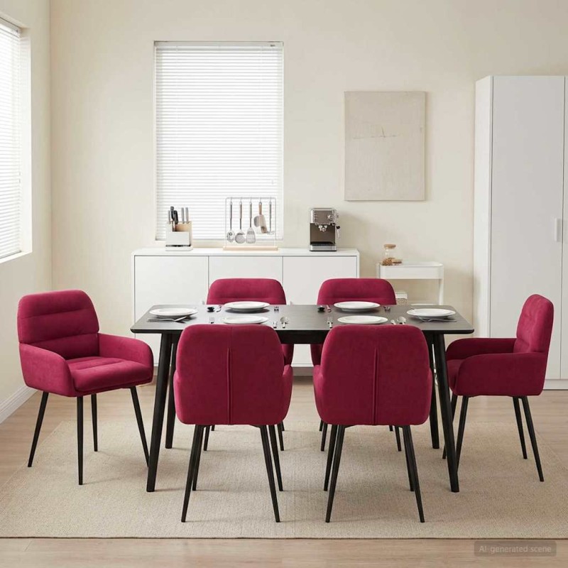 vidaXL Καρέκλες φαγητού 6 τμχ. Βελούδο Κόκκινο 59 x 59,5 x 90 εκ