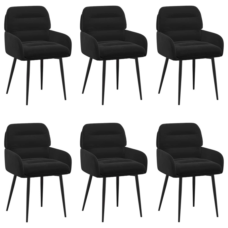 vidaXL Καρέκλες φαγητού 6 τμχ. Βελούδο Μαύρο 59 x 59,5 x 90 εκ