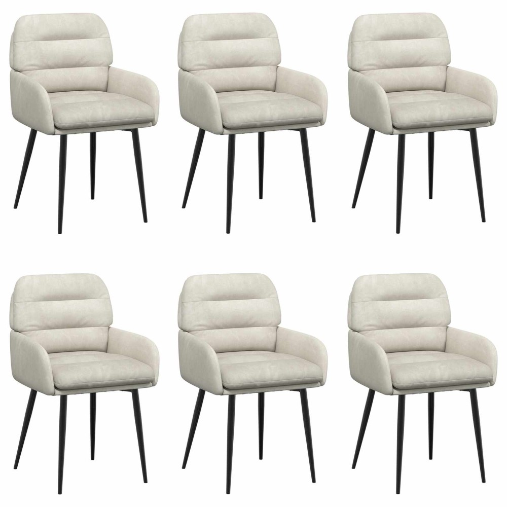 vidaXL Καρέκλες φαγητού 6 τμχ. Βελούδο Κρεμ 59 x 59,5 x 90 εκ