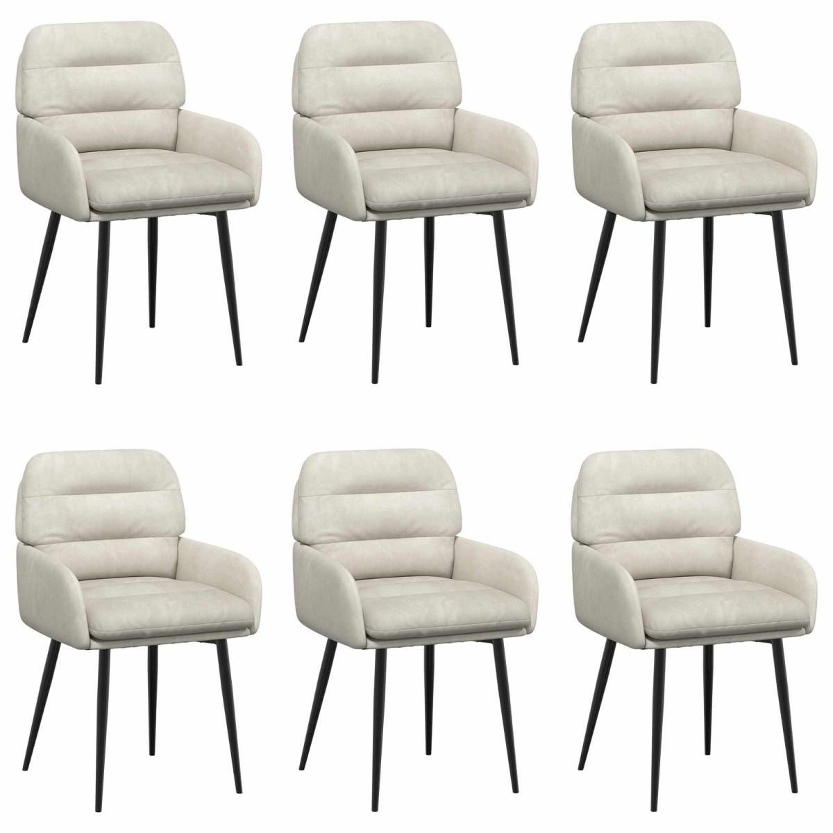 vidaXL Καρέκλες φαγητού 6 τμχ. Βελούδο Κρεμ 59 x 59,5 x 90 εκ