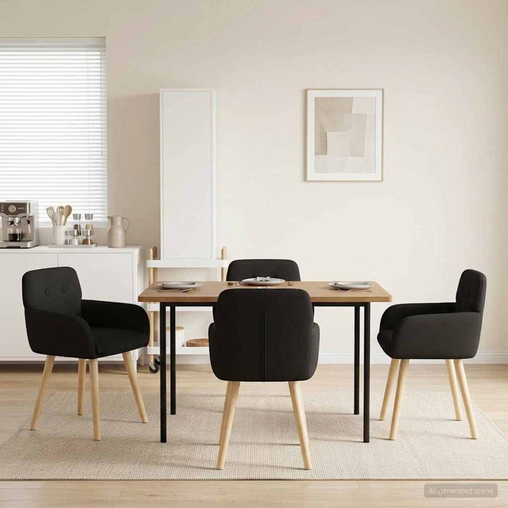 vidaXL Καρέκλες φαγητού 4 τμχ. Μπουκλέ Μαύρο 59 x 57 x 85 εκ.