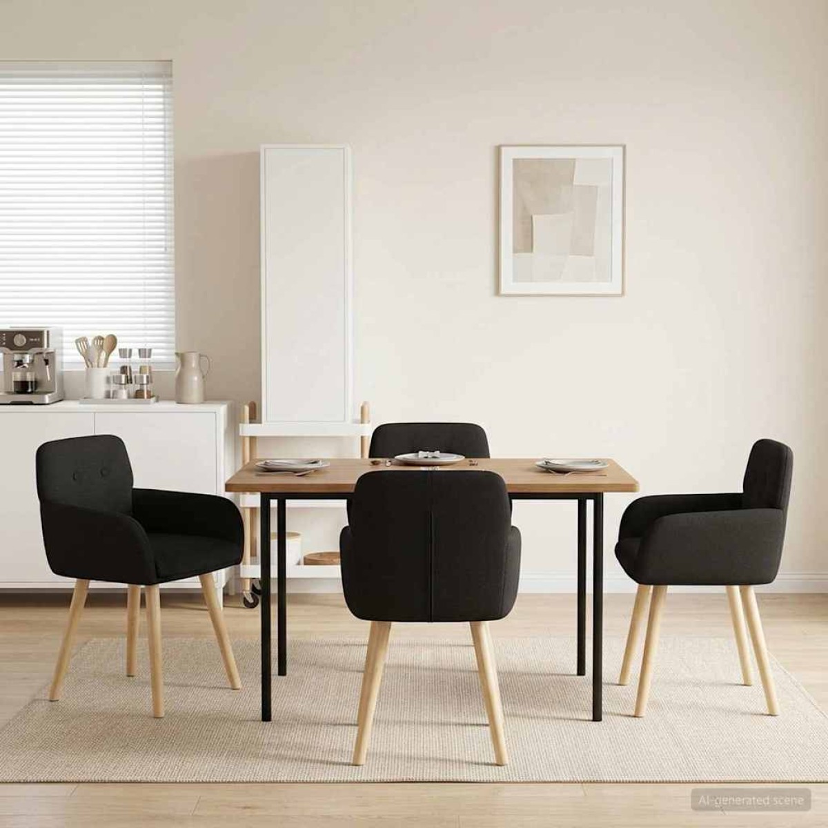 vidaXL Καρέκλες φαγητού 4 τμχ. Μπουκλέ Μαύρο 59 x 57 x 85 εκ.