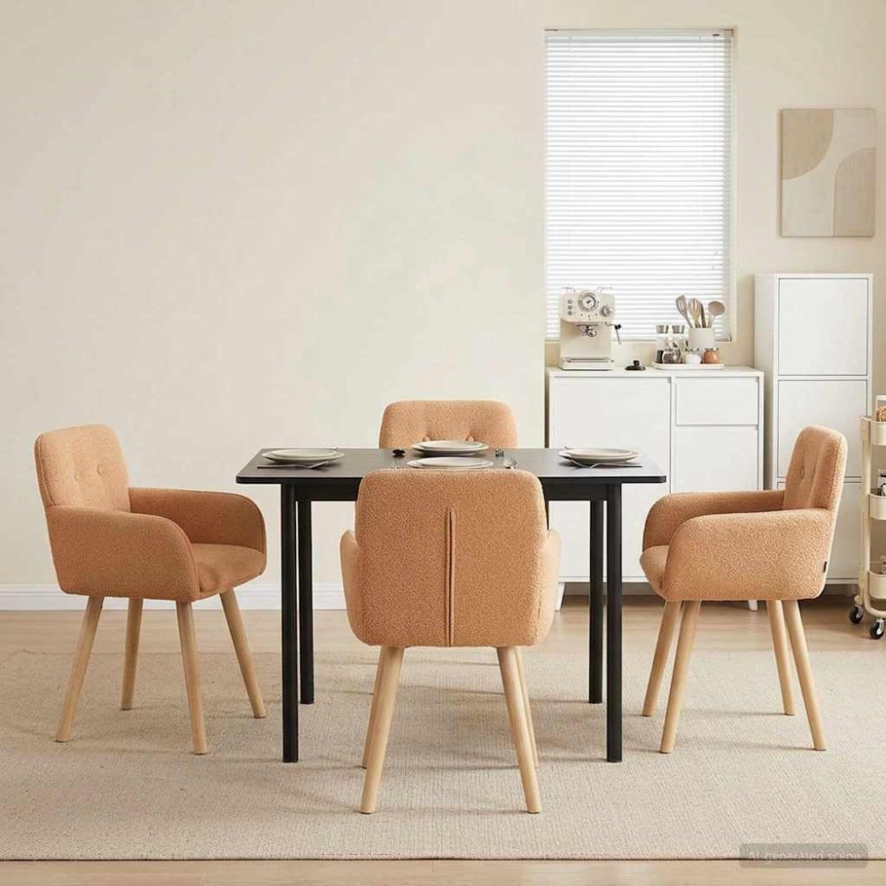 vidaXL Καρέκλες φαγητού 4 τμχ. Μπουκλέ Μπεζ 59 x 57 x 85 εκ.