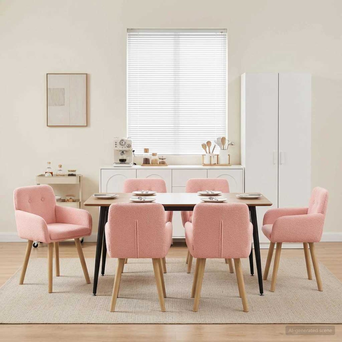vidaXL Καρέκλες φαγητού 6 τμχ. Μπουκλέ Ροζ 59 x 57 x 85 εκ.