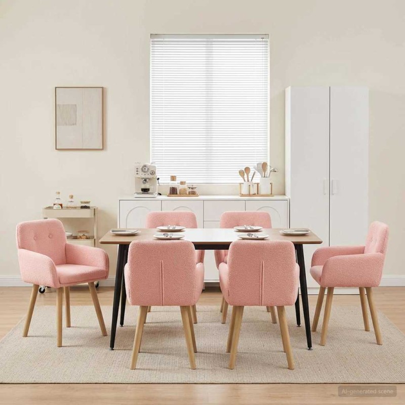 vidaXL Καρέκλες φαγητού 6 τμχ. Μπουκλέ Ροζ 59 x 57 x 85 εκ.