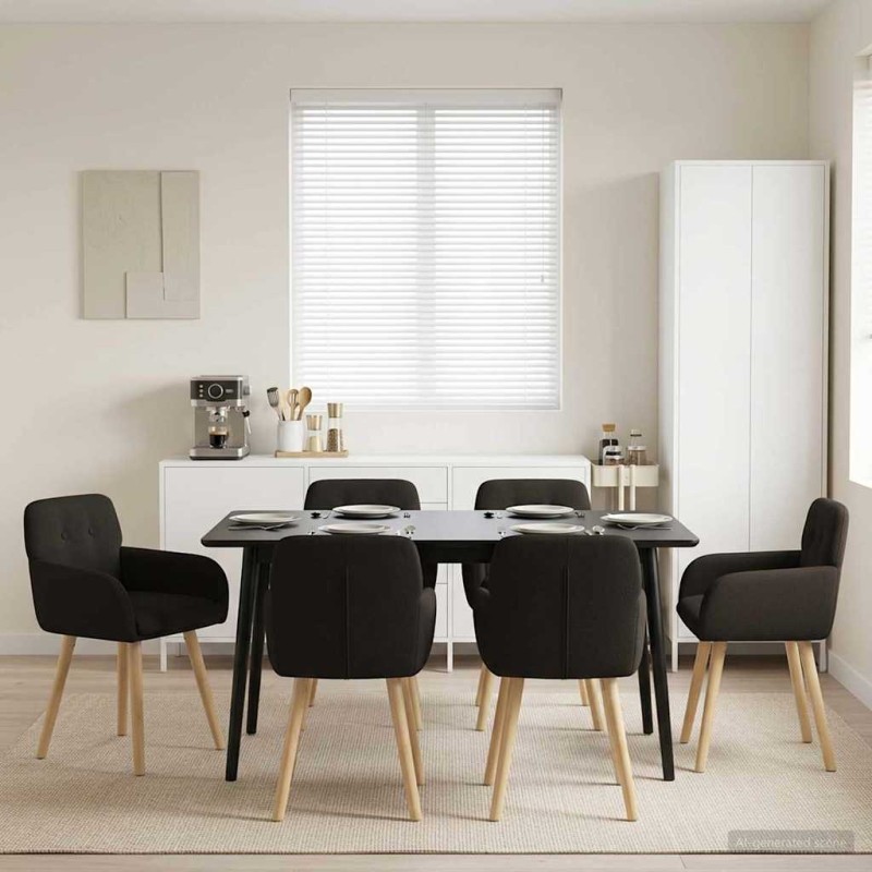 vidaXL Καρέκλες φαγητού 6 τμχ. Μπουκλέ Μαύρο 59 x 57 x 85 εκ.