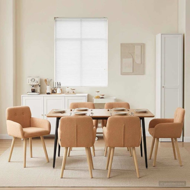vidaXL Καρέκλες φαγητού 6 τμχ. Μπουκλέ Μπεζ 59 x 57 x 85 εκ.