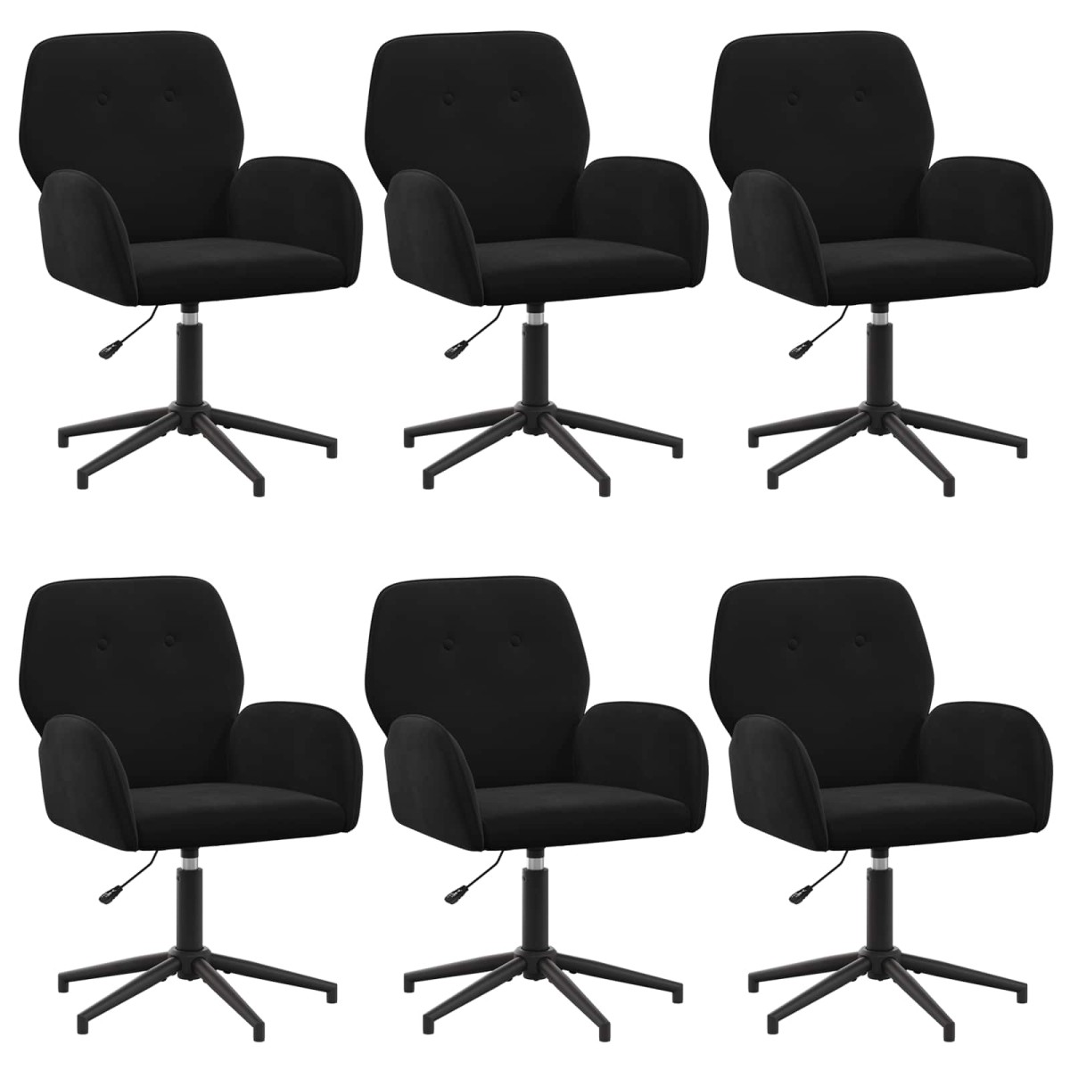 vidaXL Καρέκλες Γραφείου με Περιστροφή 6 τμχ. 54 x 55 x 90 εκ Μαύρο