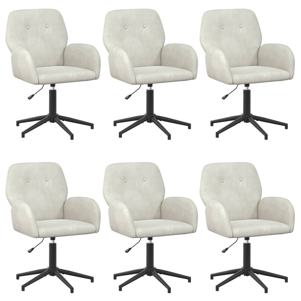 vidaXL Καρέκλες Γραφείου με Περιστροφή 6 τμχ. 54 x 55 x 90 εκ Κρεμ