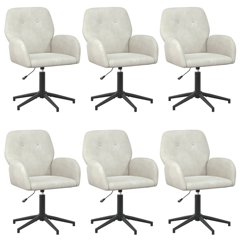 vidaXL Καρέκλες Γραφείου με Περιστροφή 6 τμχ. 54 x 55 x 90 εκ Κρεμ