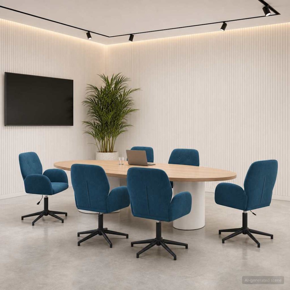 vidaXL Καρέκλες Γραφείου με Περιστροφή 6 τμχ. 54 x 55 x 90 εκ Μπλε