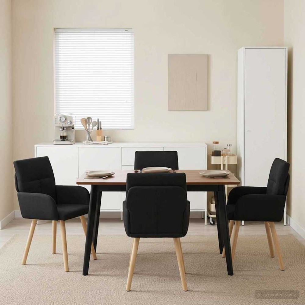 vidaXL Καρέκλες φαγητού 4 τμχ. Ύφασμα Μαύρο 60 x 56 x 96 εκ