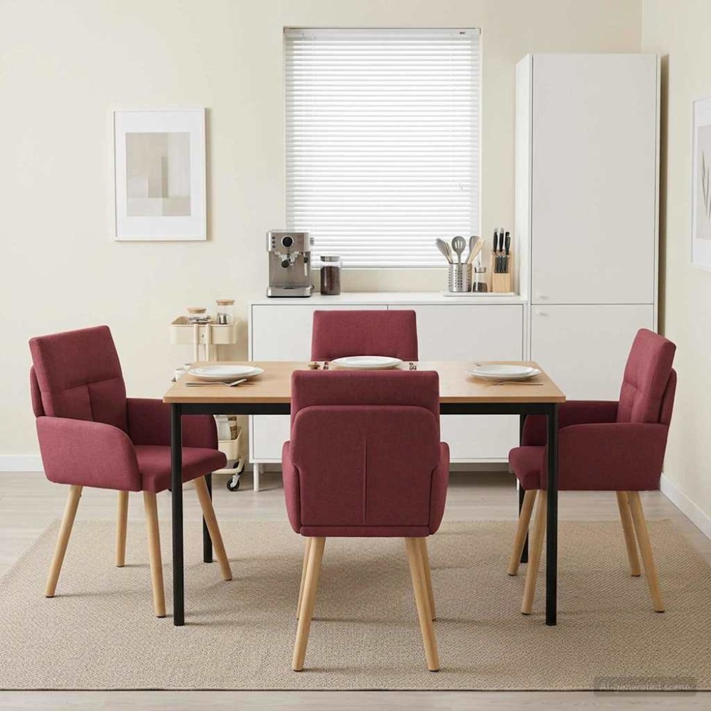 vidaXL Καρέκλες φαγητού 4 τμχ. Ύφασμα Κόκκινο 60 x 56 x 96 εκ