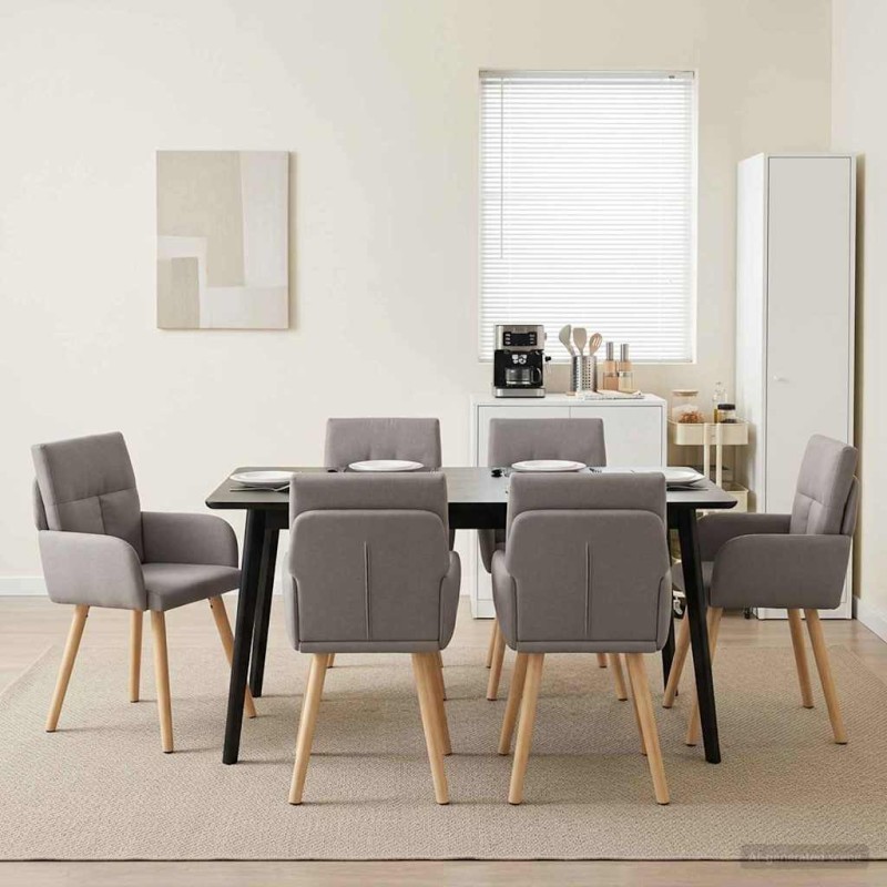 vidaXL Καρέκλες φαγητού 6 τμχ. Ύφασμα Taupe 60 x 56 x 96 εκ