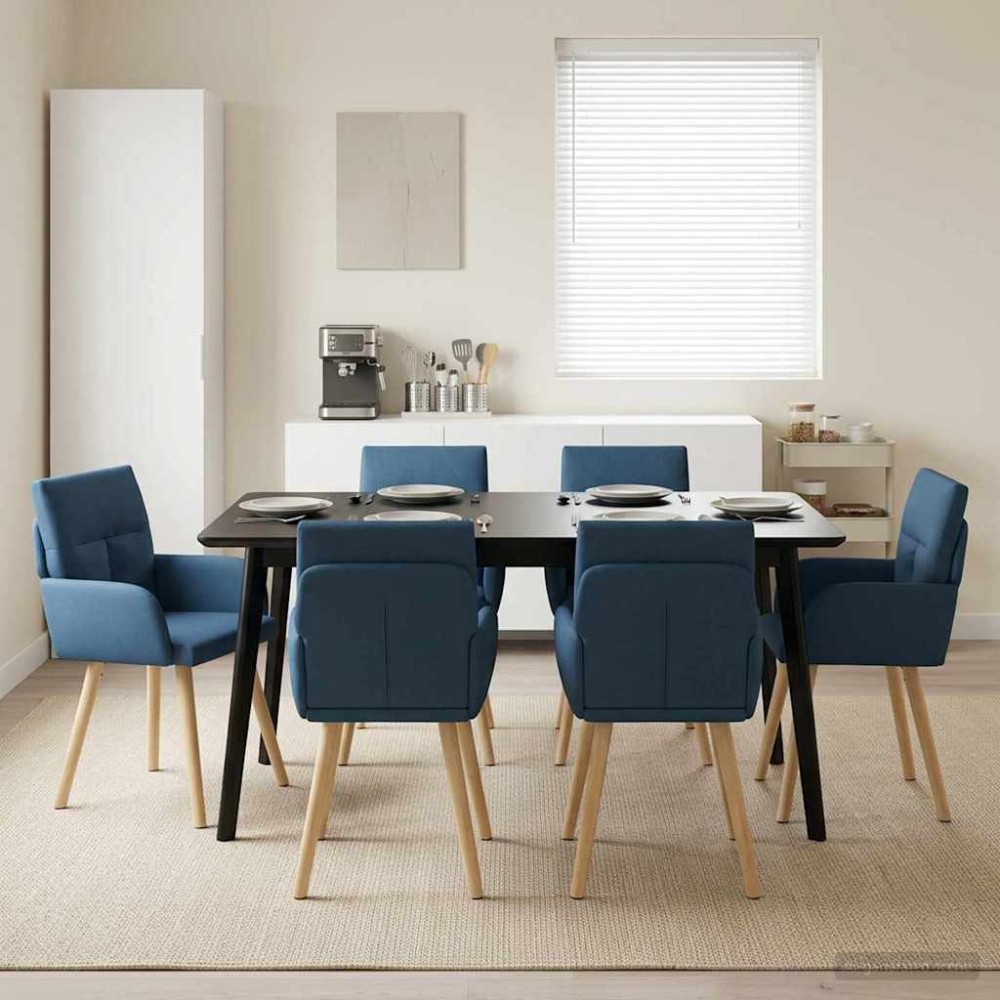vidaXL Καρέκλες φαγητού 6 τμχ. Ύφασμα Μπλε 60 x 56 x 96 εκ