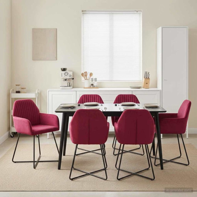 vidaXL Καρέκλες φαγητού 4 τμχ. Βελούδο Κόκκινο 55 x 50 x 84 εκ.