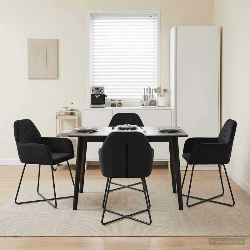 vidaXL Καρέκλες φαγητού 4 τμχ. Βελούδο Μαύρο 55 x 50 x 84 εκ.