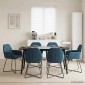 vidaXL Καρέκλες φαγητού 6 τμχ. Βελούδο Μπλε 55 x 50 x 84 εκ.