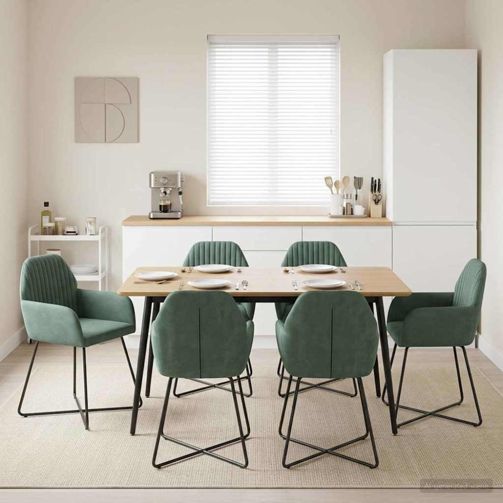 vidaXL Καρέκλες φαγητού 6 τμχ. Βελούδο Θαλασσί 55 x 50 x 84 εκ.