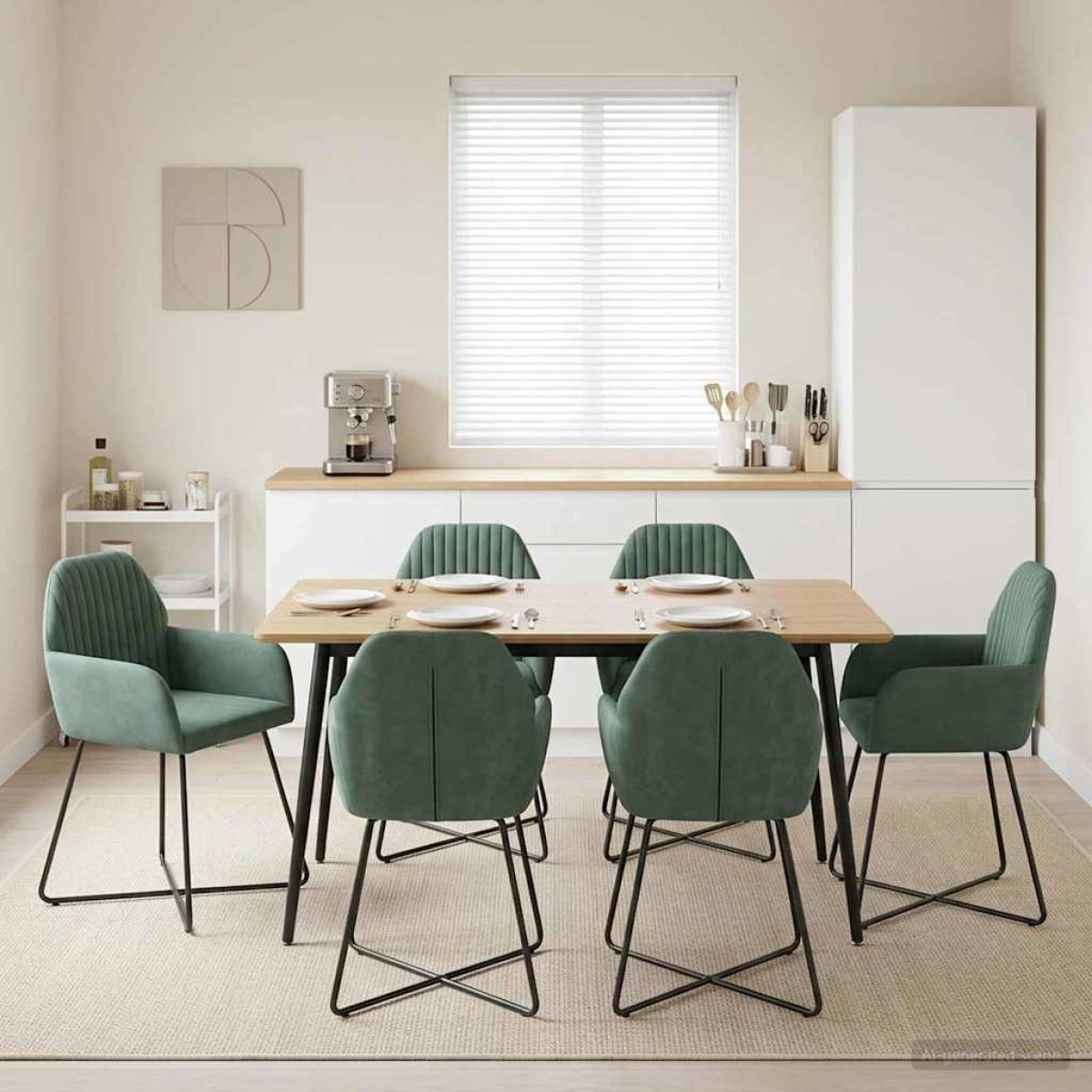 vidaXL Καρέκλες φαγητού 6 τμχ. Βελούδο Θαλασσί 55 x 50 x 84 εκ.