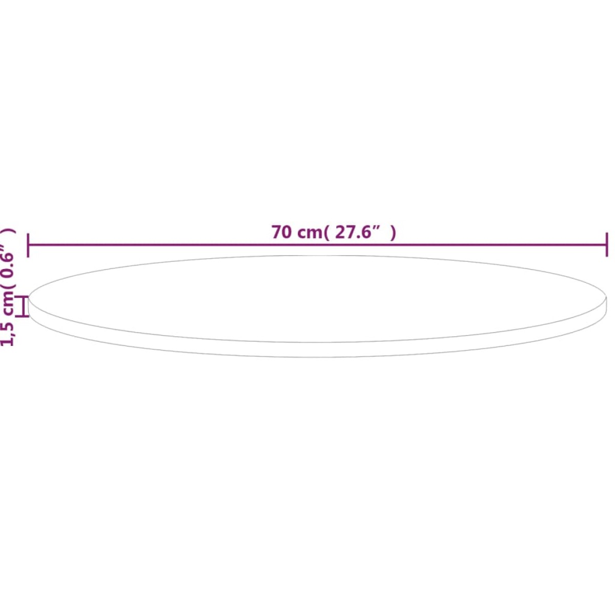 vidaXL Επιφάνεια Τραπεζιού Στρογγυλή Ø70x1,5 εκ. Μασίφ Ξύλο Δρυς