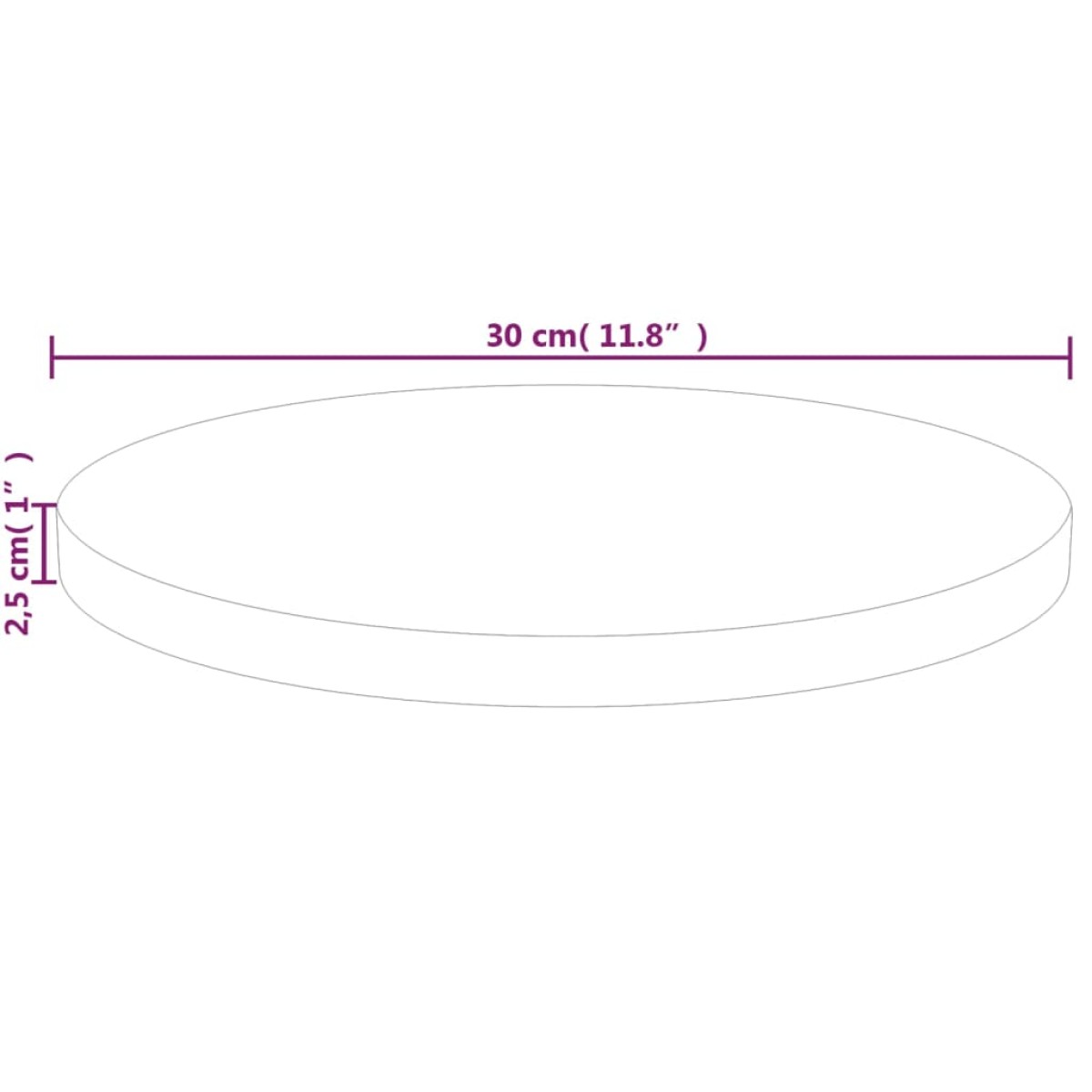 vidaXL Επιφάνεια Τραπεζιού Στρογγυλή Ø30x2,5 εκ. Μασίφ Ξύλο Δρυς
