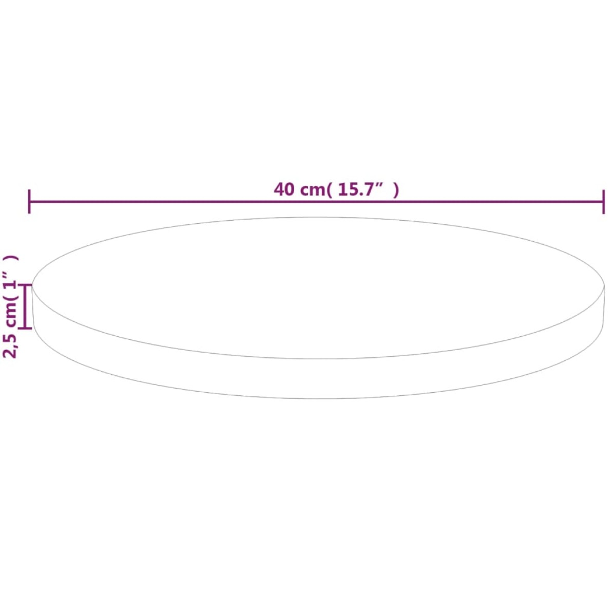vidaXL Επιφάνεια Τραπεζιού Στρογγυλή Ø40x2,5 εκ. Μασίφ Ξύλο Δρυς