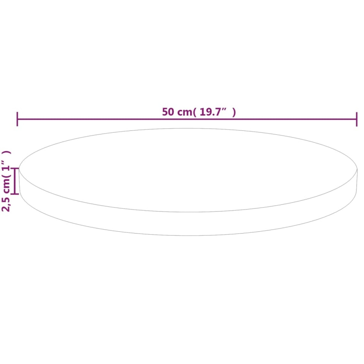 vidaXL Επιφάνεια Τραπεζιού Στρογγυλή Ø50x2,5 εκ. Μασίφ Ξύλο Δρυς