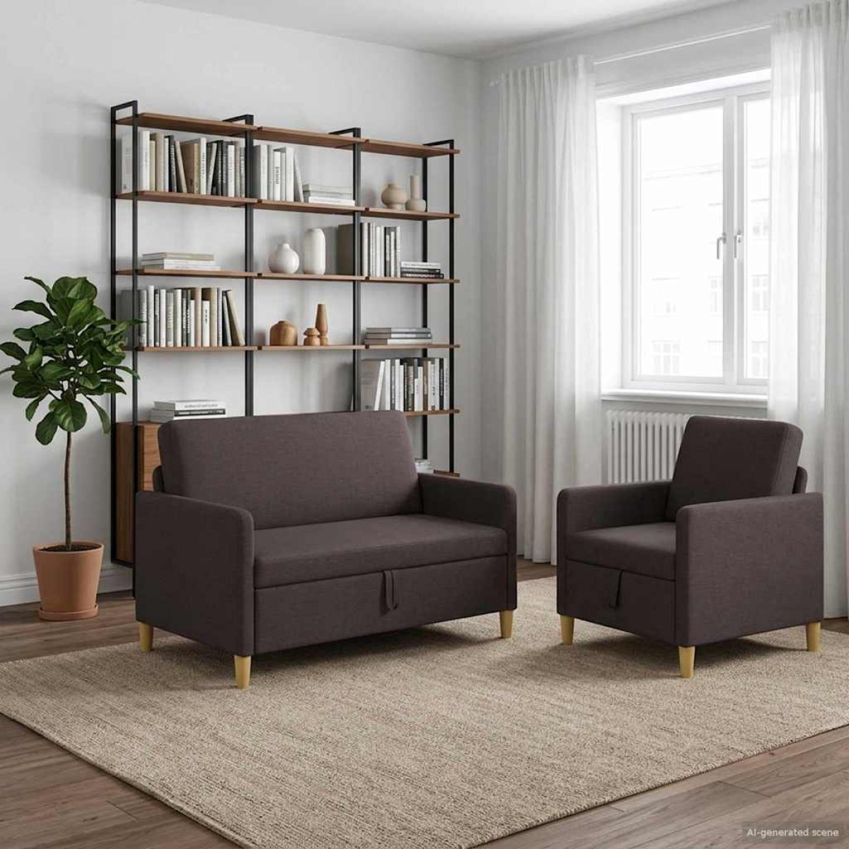 vidaXL Σαλονάκι Σετ Με Αποθηκευτικό Χώρο 2 τμχ. Σκούρο Καφέ