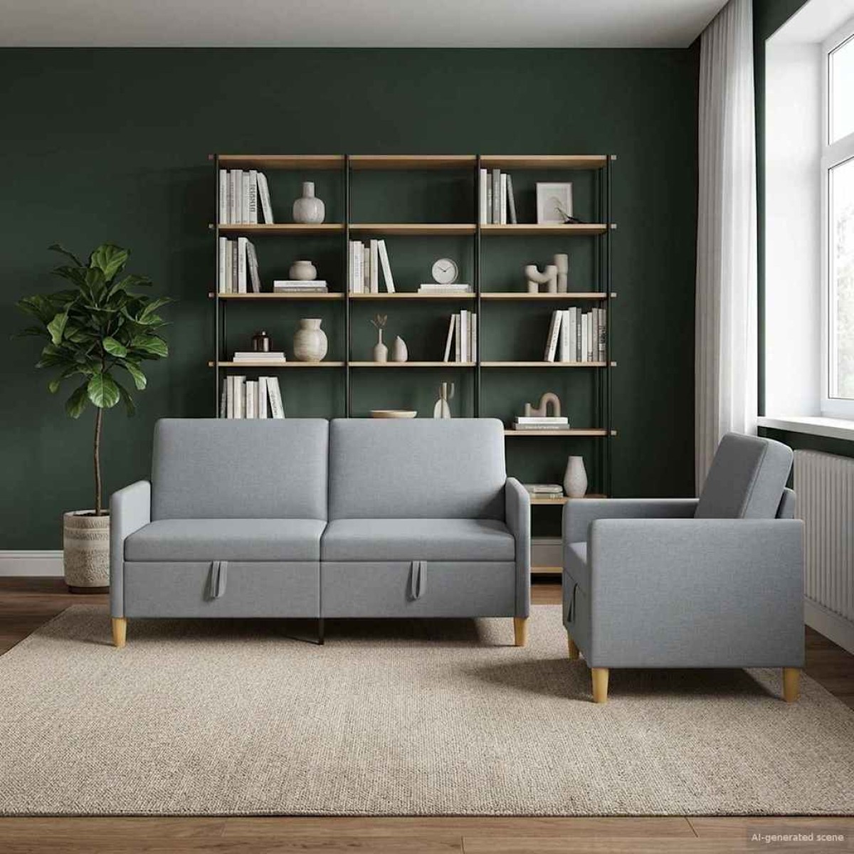 vidaXL Σαλονάκι Σετ Με Αποθηκευτικό Χώρο 2 pcs Ανοιχτό γκρι