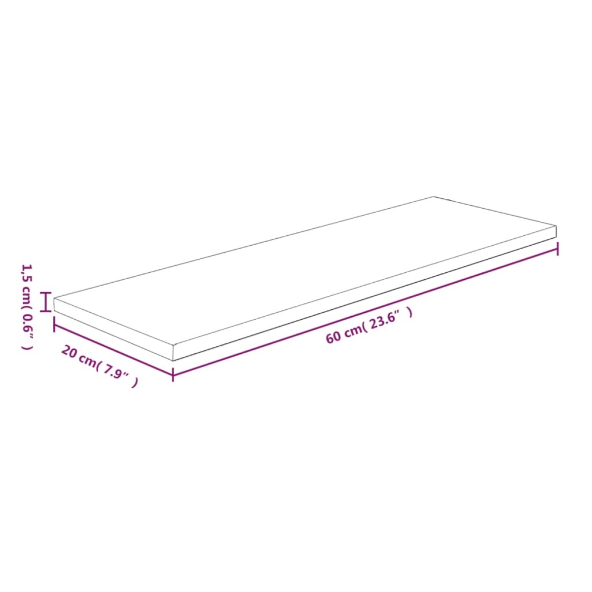 vidaXL Ράφι 60x20x1,5 εκ. από Ακατέργαστο Μασίφ Ξύλο Δρυός