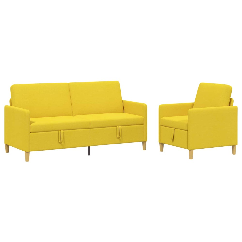 vidaXL Σαλονάκι Σετ Με Αποθηκευτικό Χώρο 2 τμχ. Απαλό Κίτρινο