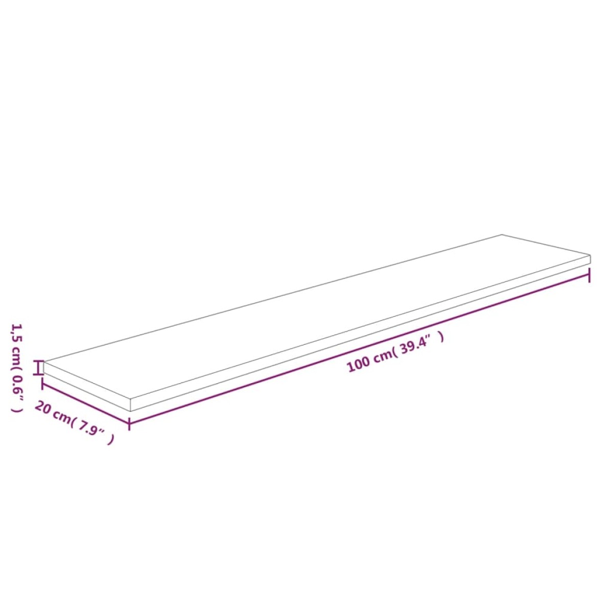 vidaXL Ράφι 100x20x1,5 εκ. από Ακατέργαστο Μασίφ Ξύλο Δρυός