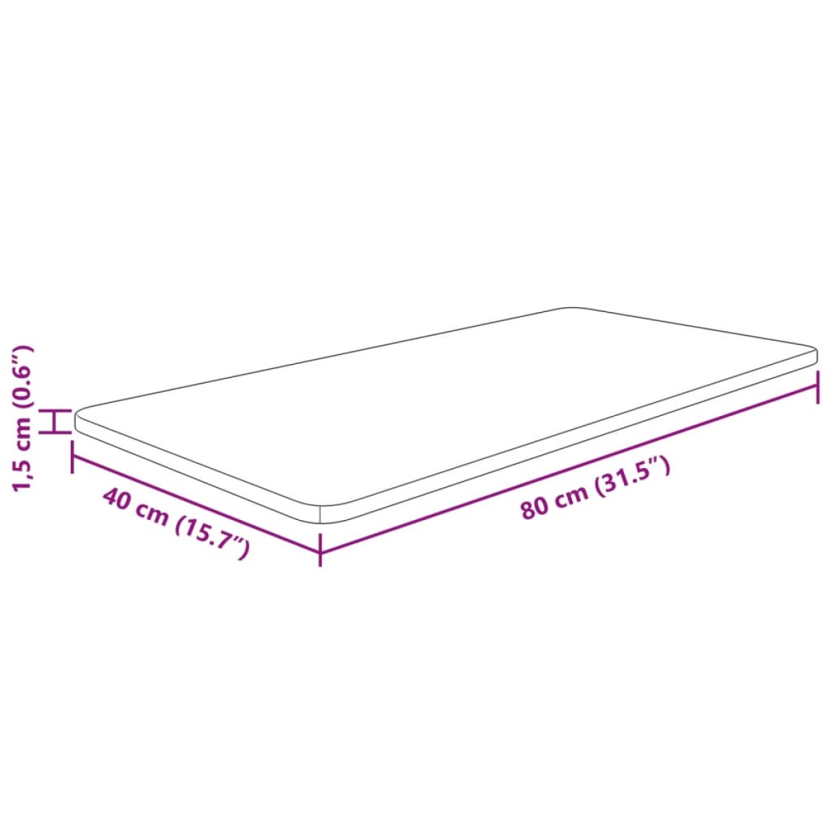 vidaXL Πάγκος Μπάνιου 80 x 40 x 1,5 εκ. από Ακατέργαστο Μασίφ Ξύλο