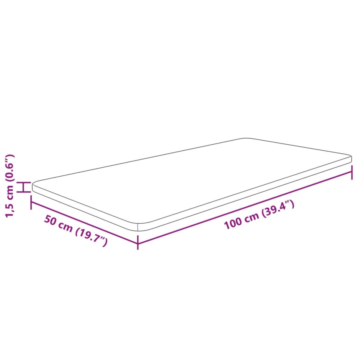 vidaXL Πάγκος Μπάνιου 100x50x1,5 εκ. Ακατέργαστο Μασίφ Ξύλο