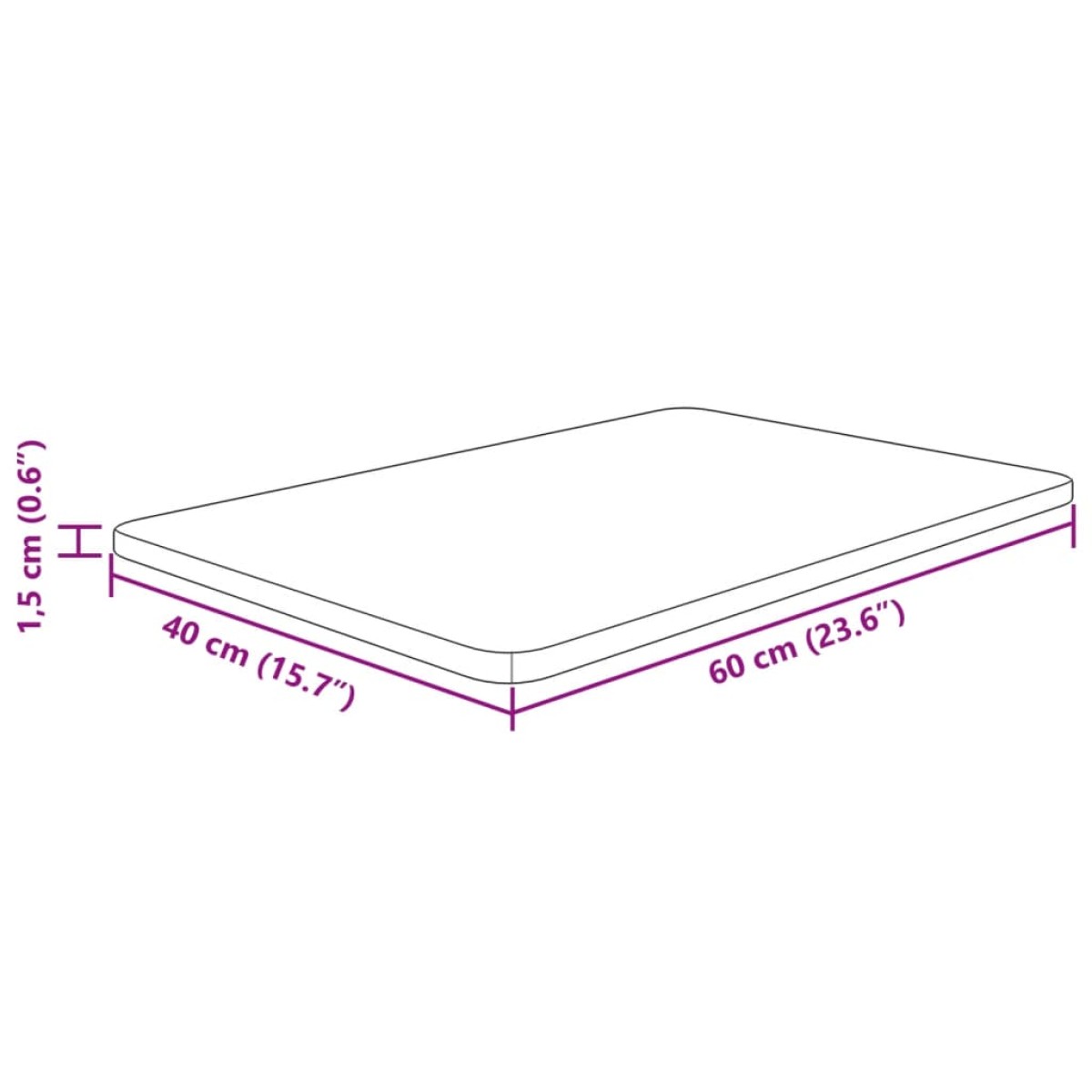 vidaXL Πάγκος Μπάνιου 60 x 40 x 1,5 εκ. Ακατέργαστο Μασίφ Ξύλο