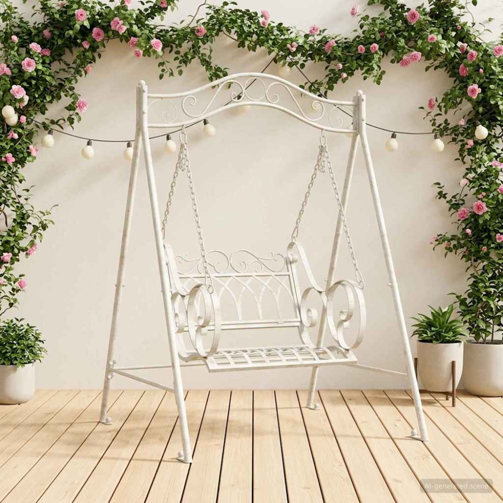 vidaXL Πάγκος Κούνια Ατσάλι 113 x 121,5 x 168 εκ. Αντίκες Λευκό