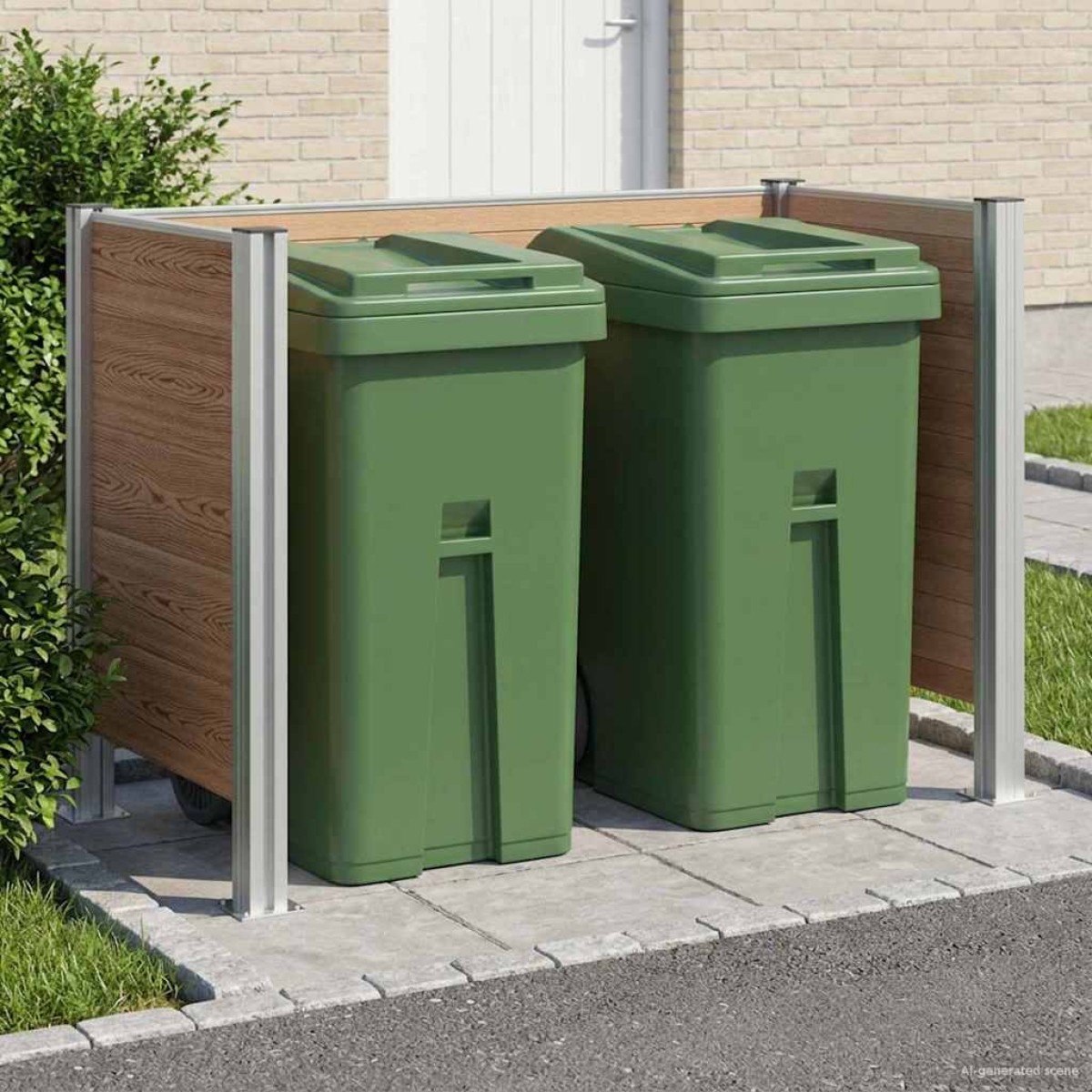 vidaXL Φράχτης Σκουπιδιών Καφέ 161 x 85 x 115 εκ Αλουμίνιο και WPC