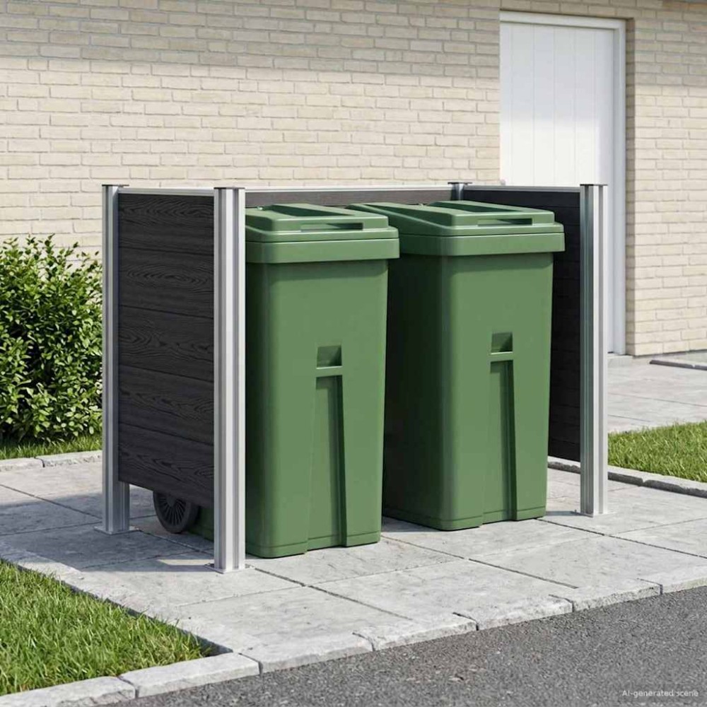 vidaXL Φράχτης Σκουπιδιών Γκρι 161 x 85 x 115 εκ Αλουμίνιο και WPC