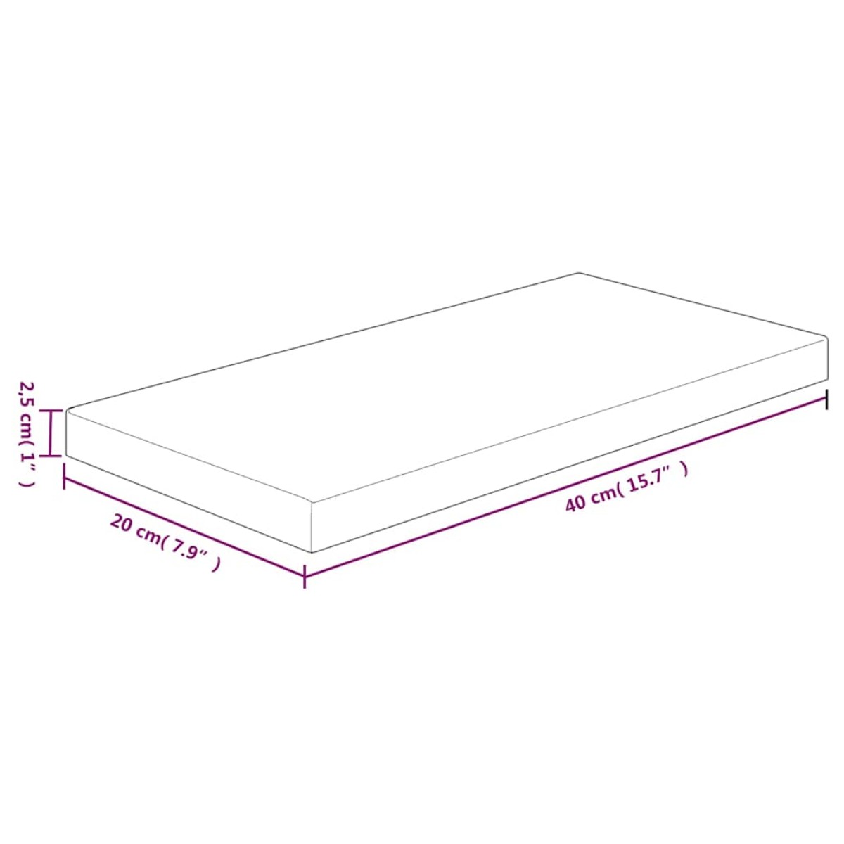 vidaXL Ράφι 40x20x2,5 εκ. από Ακατέργαστο Μασίφ Ξύλο Δρυός